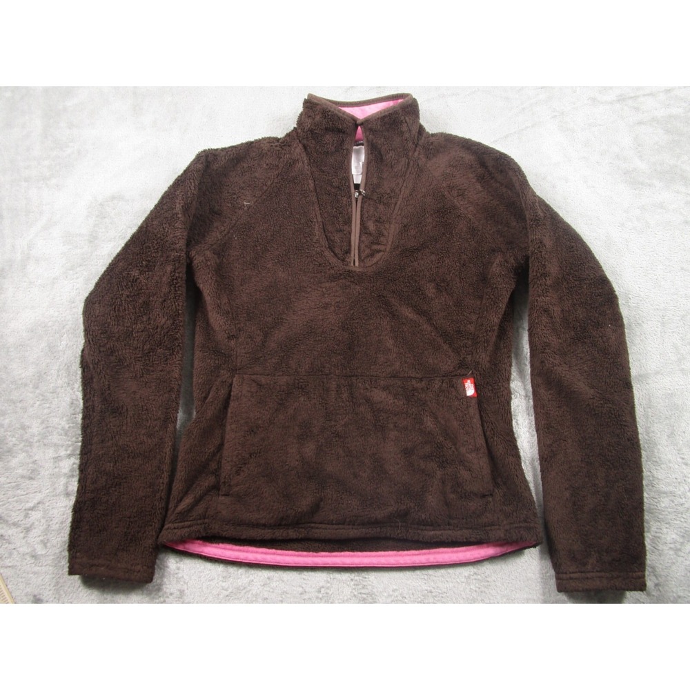 North Face Sweater Womens Small Brown‎ Fleece 1/4 Zip Outdoor Pockets